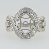 14K White Gold Semi Mount Ring Setting Oval OV 12X10mm Syzjewelry